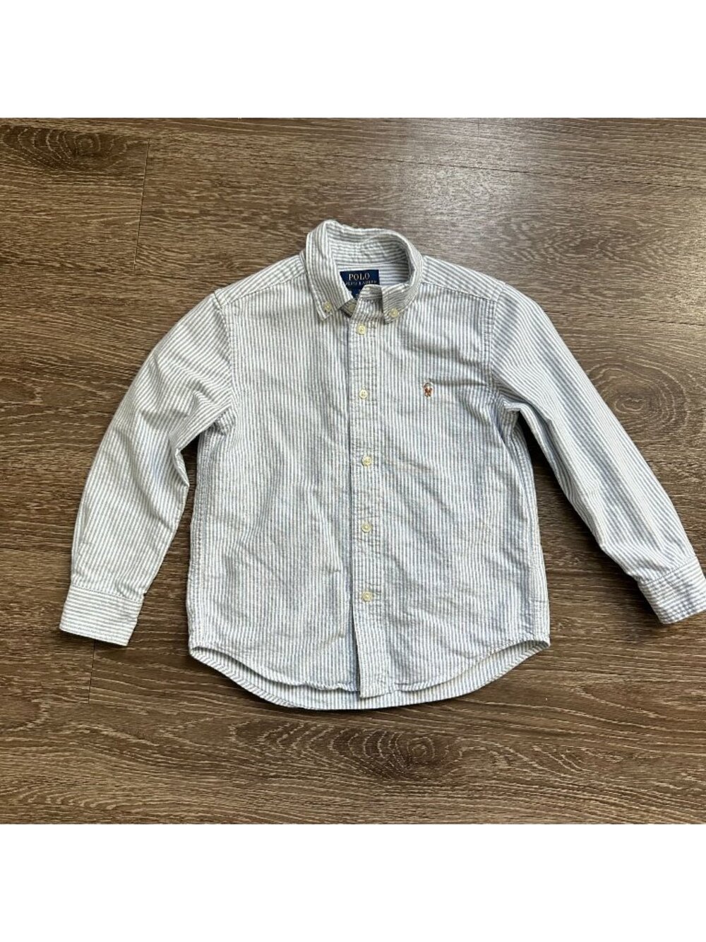 Polo Ralph Lauren Boys Striped Cotton Oxford Shirt M Blue Coastal Preppy Holiday